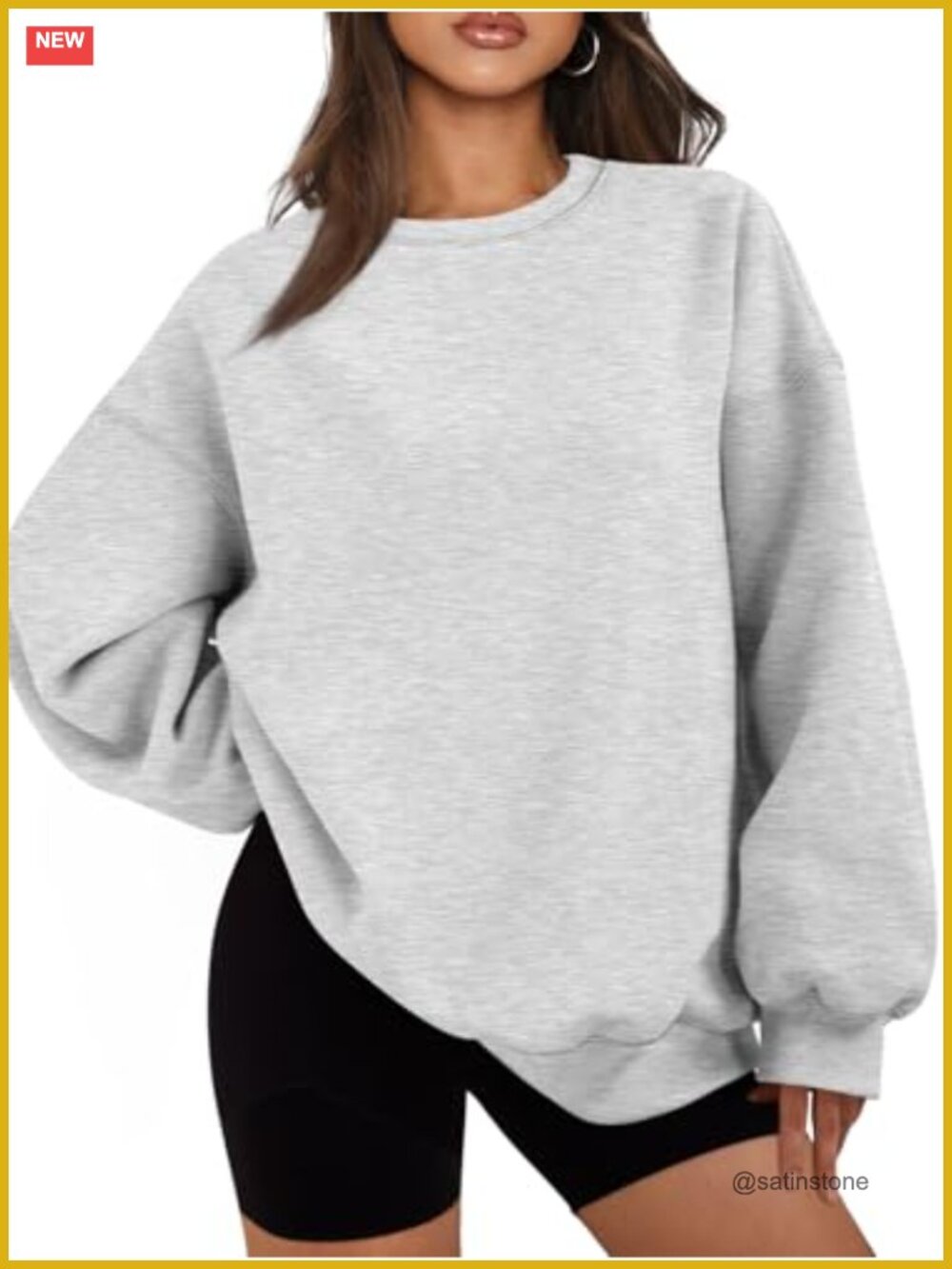 Oversized Crewneck Sweatshirt Fleece Lined Casual Pullover Fall Winter